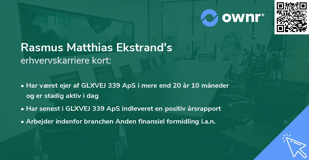 Rasmus Matthias Ekstrand's erhvervskarriere kort