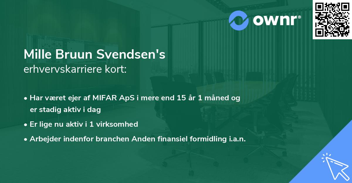 Mille Bruun Svendsen's erhvervskarriere kort