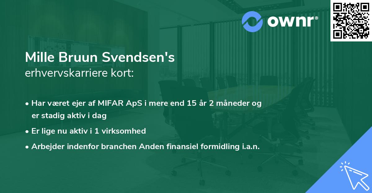 Mille Bruun Svendsen's erhvervskarriere kort