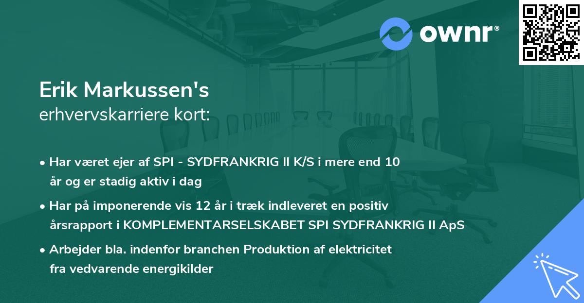 Erik Markussen's erhvervskarriere kort