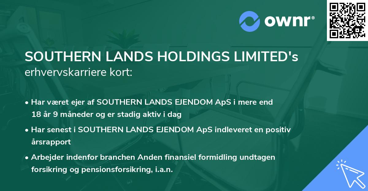 SOUTHERN LANDS HOLDINGS LIMITED's erhvervskarriere kort