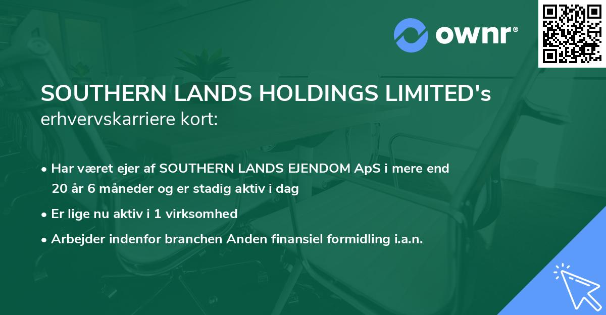 SOUTHERN LANDS HOLDINGS LIMITED's erhvervskarriere kort
