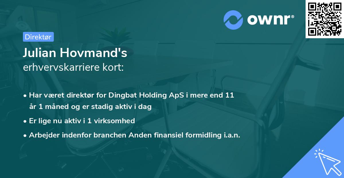 Julian Hovmand's erhvervskarriere kort