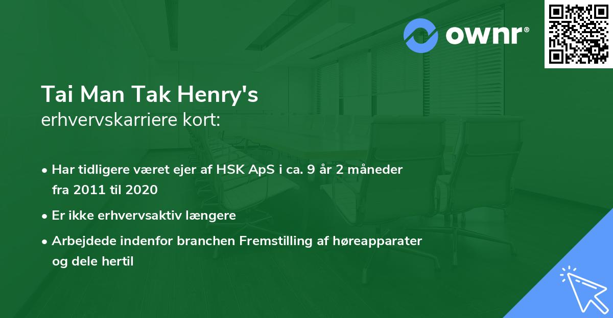 Tai Man Tak Henry's erhvervskarriere kort