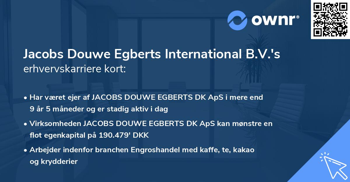 Jacobs Douwe Egberts International B.V.'s erhvervskarriere kort