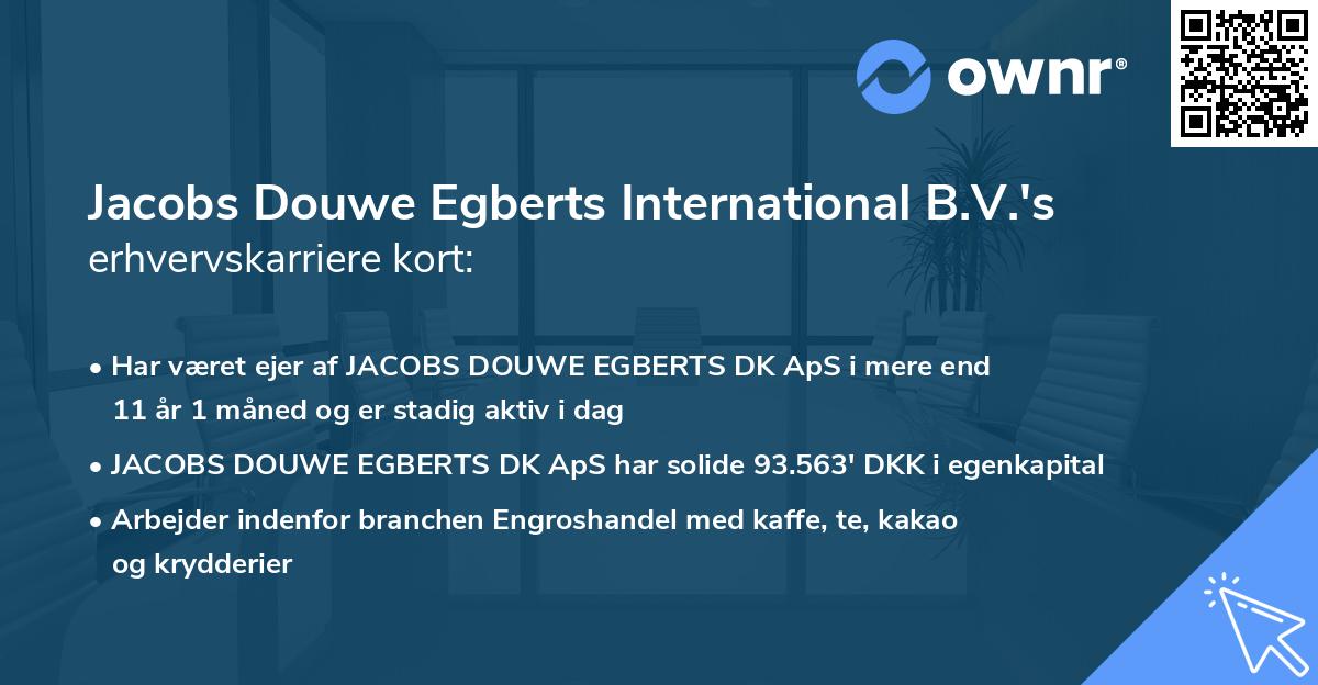 Jacobs Douwe Egberts International B.V.'s erhvervskarriere kort