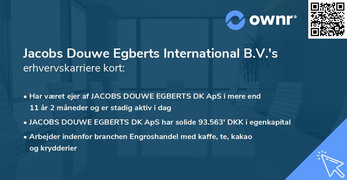 Jacobs Douwe Egberts International B.V.'s erhvervskarriere kort