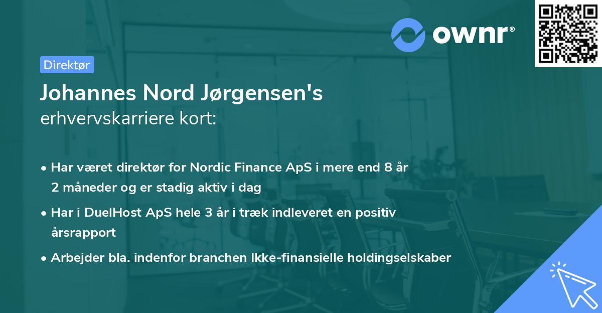 Johannes Nord Jørgensen's erhvervskarriere kort