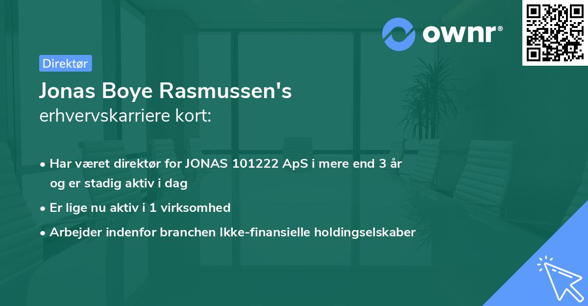 Jonas Boye Rasmussen's erhvervskarriere kort