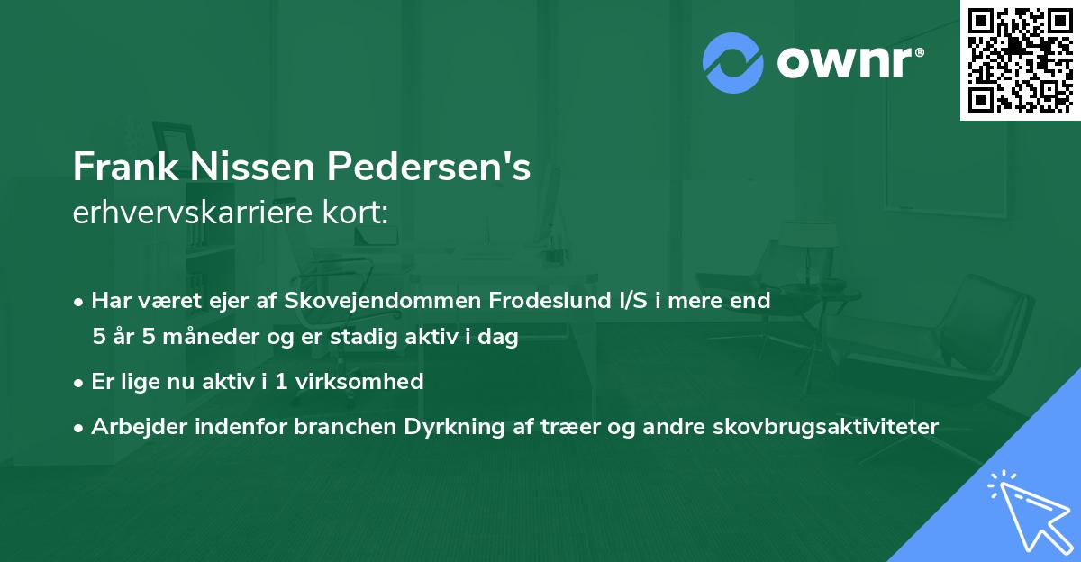 Frank Nissen Pedersen's erhvervskarriere kort