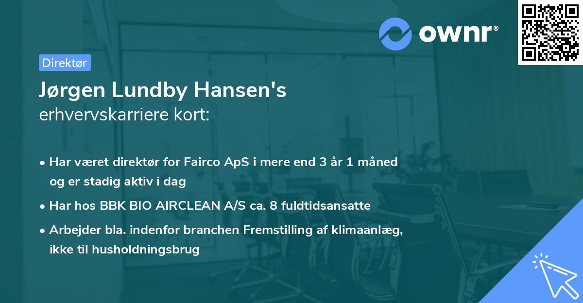 Jørgen Lundby Hansen's erhvervskarriere kort