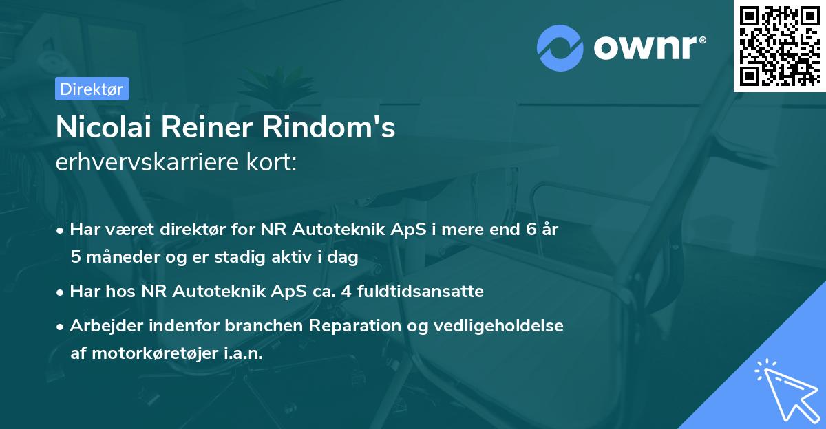 Nicolai Reiner Rindom's erhvervskarriere kort