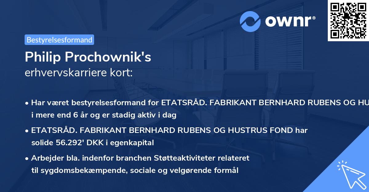 Philip Prochownik's erhvervskarriere kort