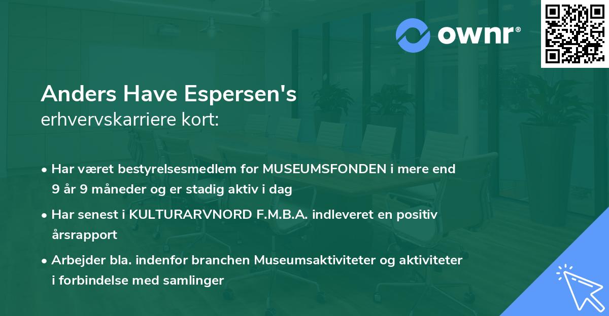 Anders Have Espersen's erhvervskarriere kort