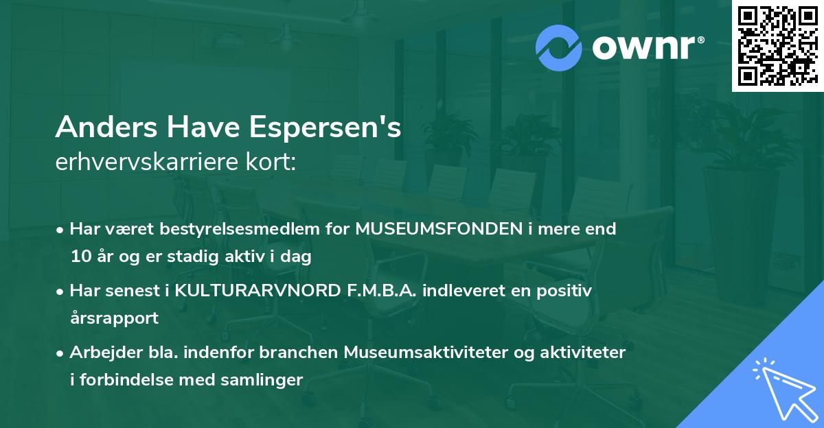 Anders Have Espersen's erhvervskarriere kort