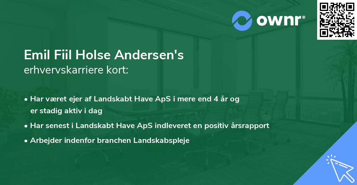 Emil Fiil Holse Andersen's erhvervskarriere kort