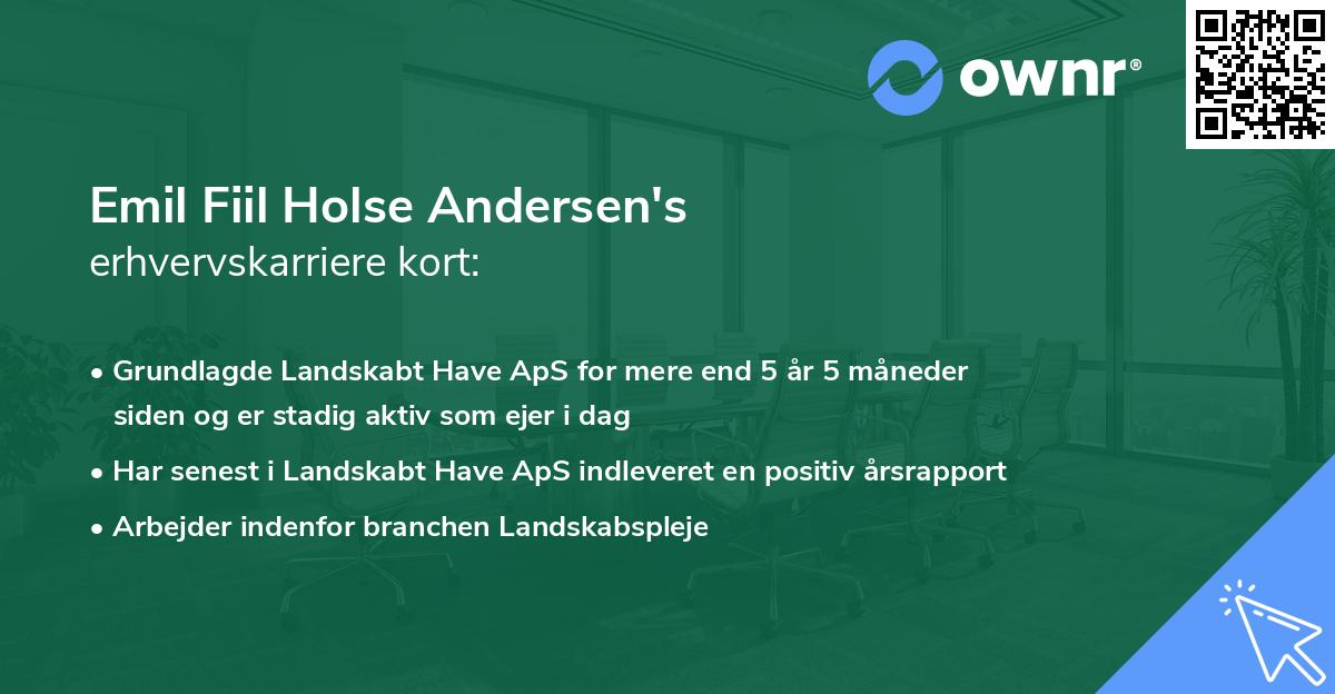 Emil Fiil Holse Andersen's erhvervskarriere kort