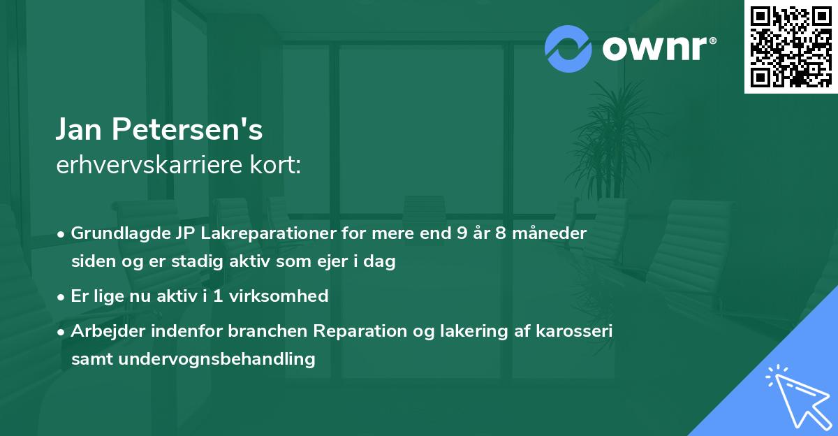 Jan Petersen's erhvervskarriere kort