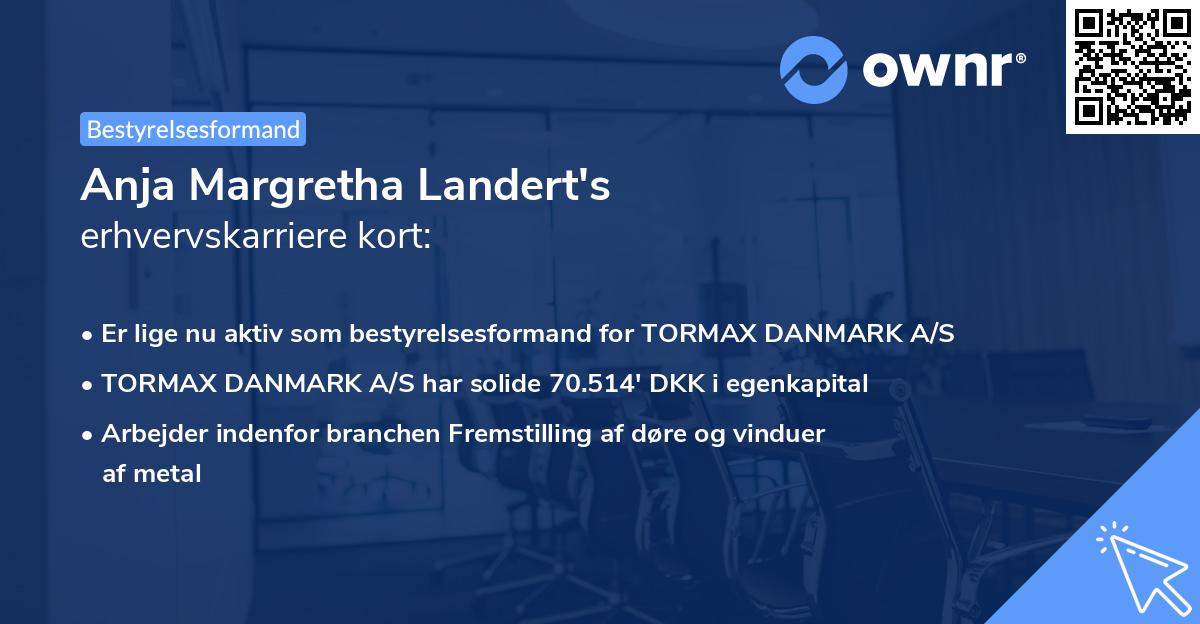 Anja Margretha Landert's erhvervskarriere kort