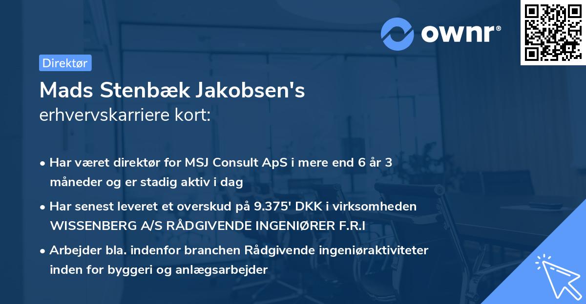 Mads Stenbæk Jakobsen's erhvervskarriere kort