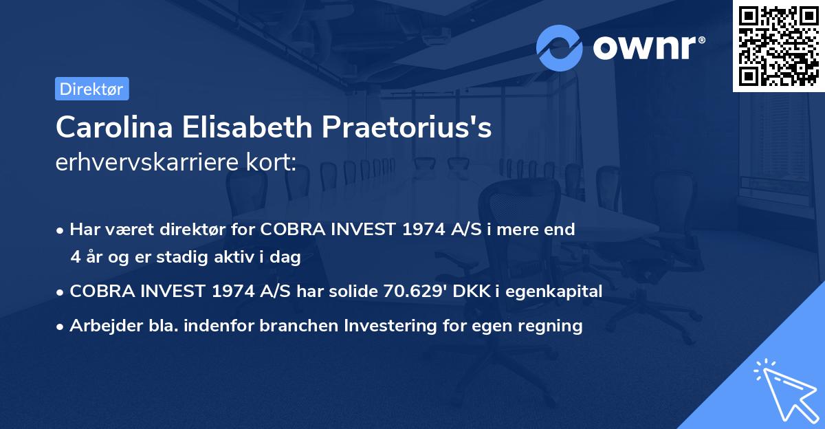 Carolina Elisabeth Praetorius's erhvervskarriere kort