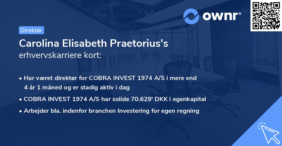 Carolina Elisabeth Praetorius's erhvervskarriere kort