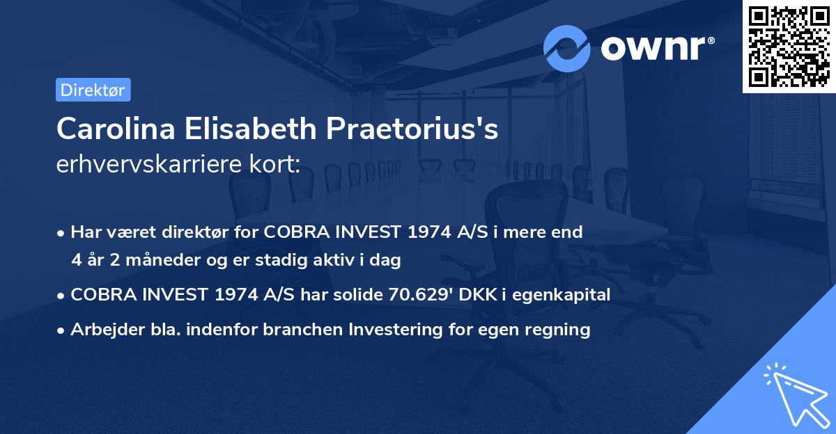 Carolina Elisabeth Praetorius's erhvervskarriere kort