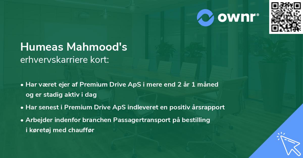 Humeas Mahmood's erhvervskarriere kort