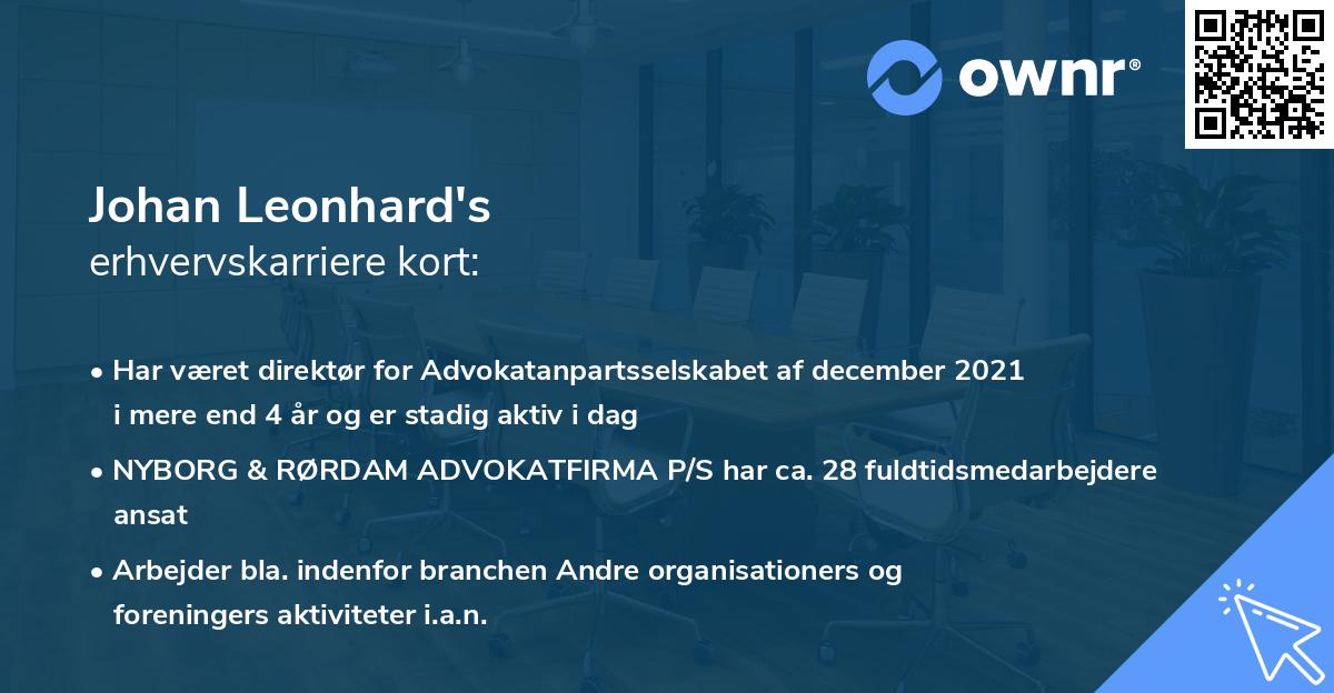 Johan Leonhard's erhvervskarriere kort