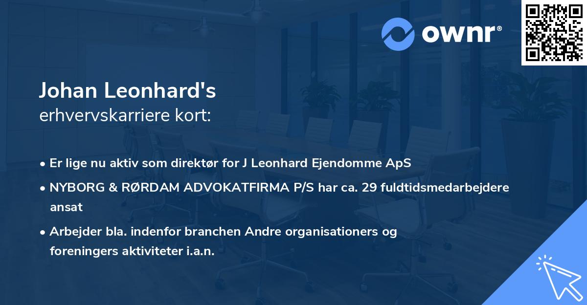 Johan Leonhard's erhvervskarriere kort