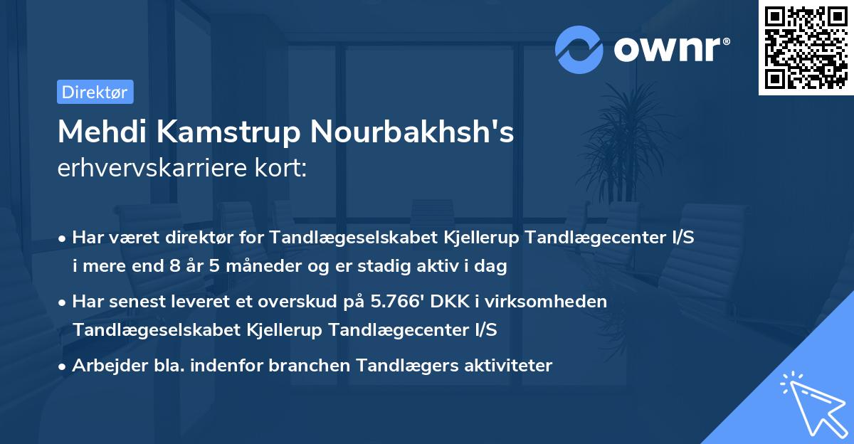 Mehdi Kamstrup Nourbakhsh's erhvervskarriere kort