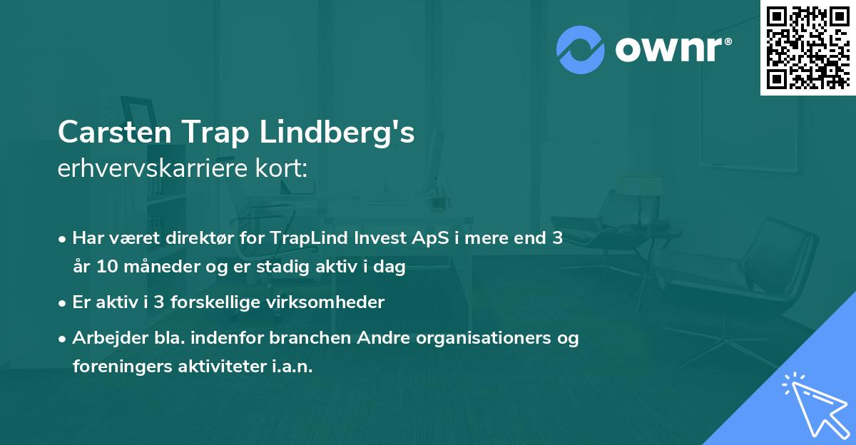 Carsten Trap Lindberg's erhvervskarriere kort
