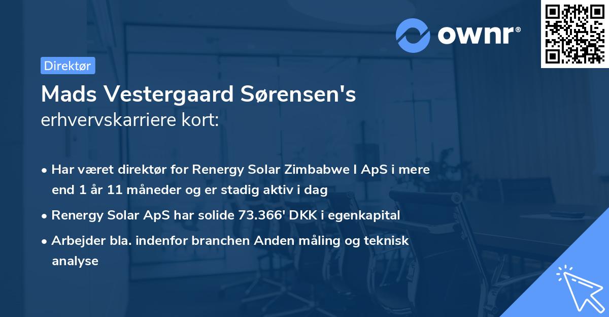 Mads Vestergaard Sørensen's erhvervskarriere kort