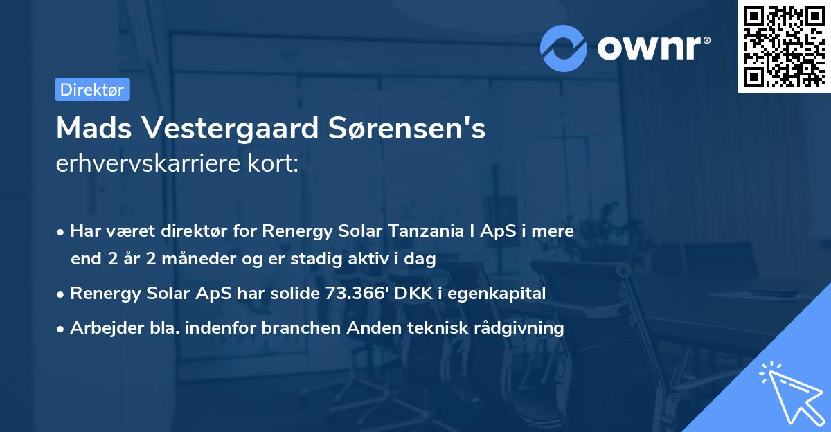 Mads Vestergaard Sørensen's erhvervskarriere kort