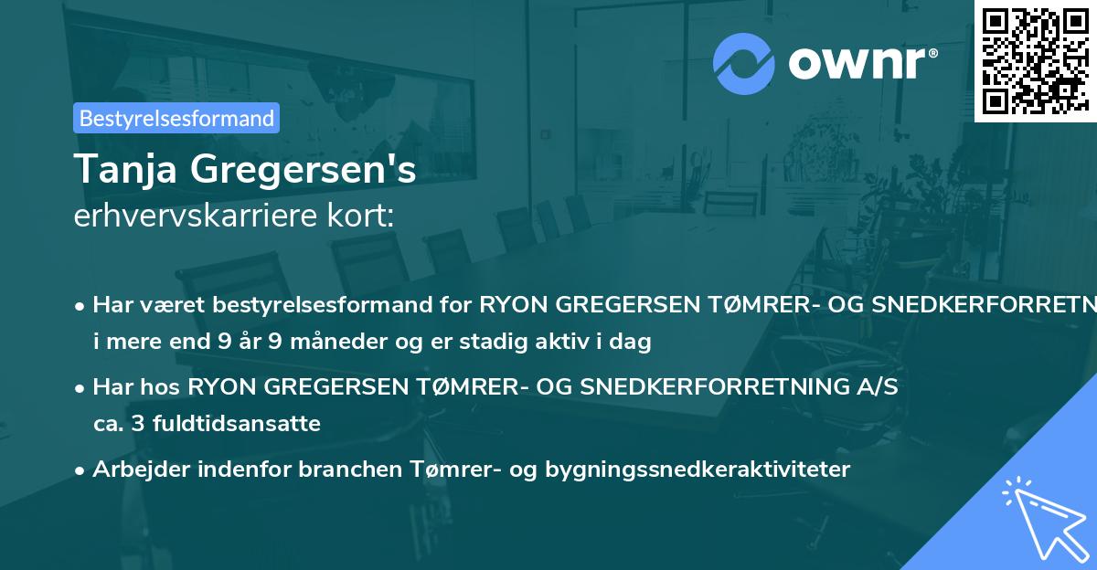 Tanja Gregersen's erhvervskarriere kort