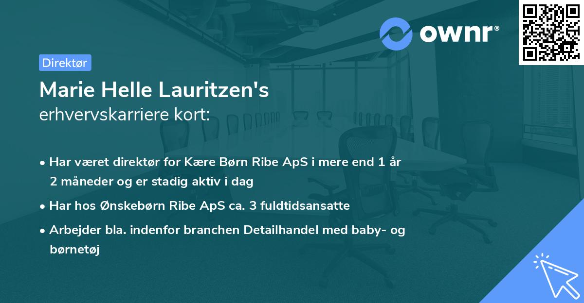 Marie Helle Lauritzen's erhvervskarriere kort