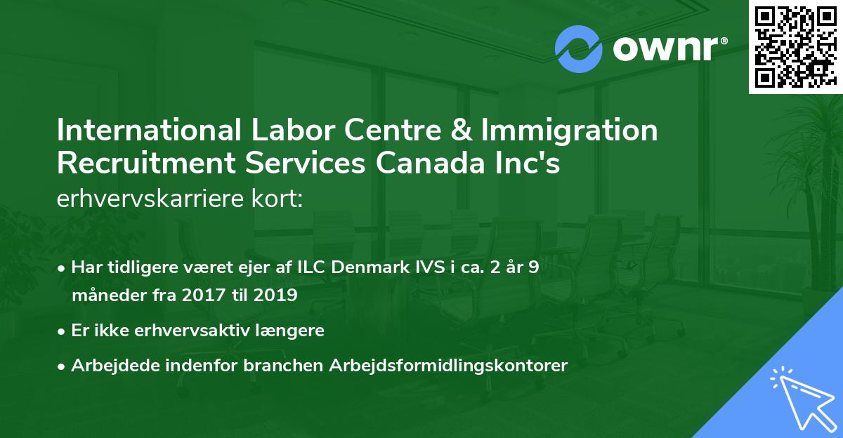 International Labor Centre & Immigration Recruitment Services Canada Inc's erhvervskarriere kort