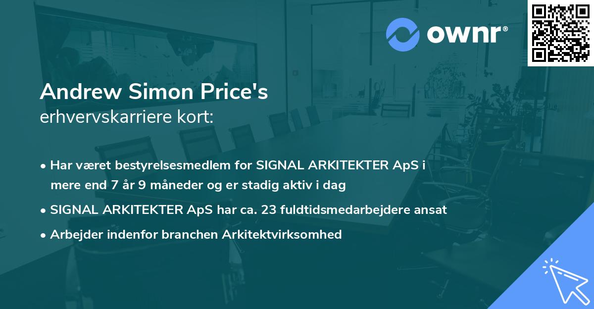 Andrew Simon Price's erhvervskarriere kort