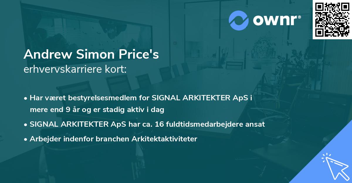 Andrew Simon Price's erhvervskarriere kort