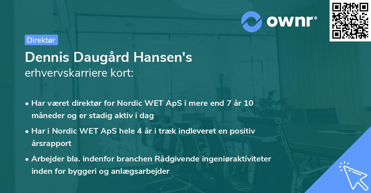 Dennis Daugård Hansen's erhvervskarriere kort