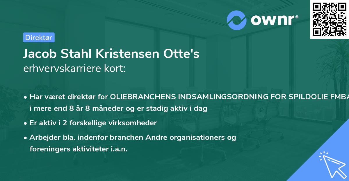 Jacob Stahl Kristensen Otte's erhvervskarriere kort