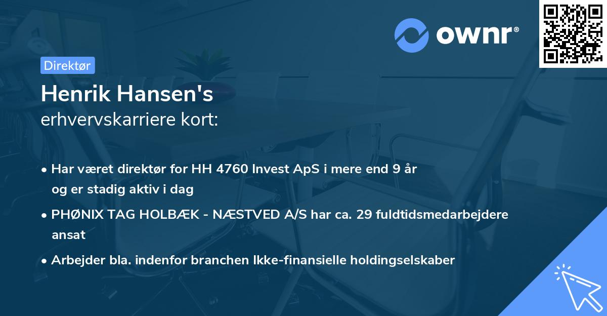 Henrik Hansen's erhvervskarriere kort
