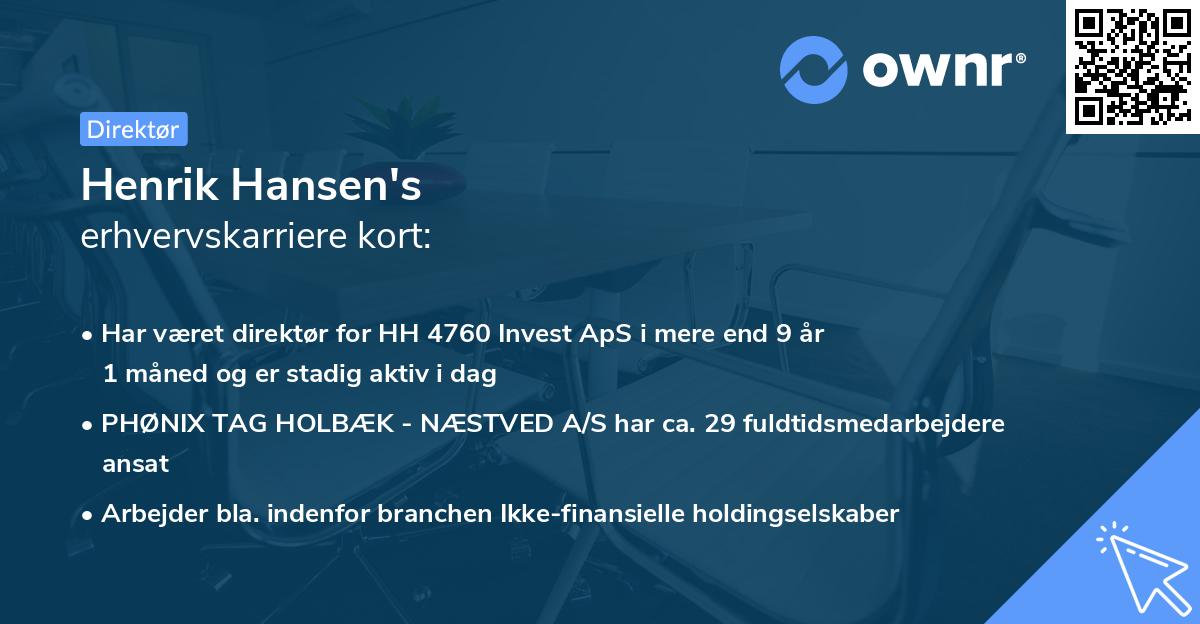 Henrik Hansen's erhvervskarriere kort