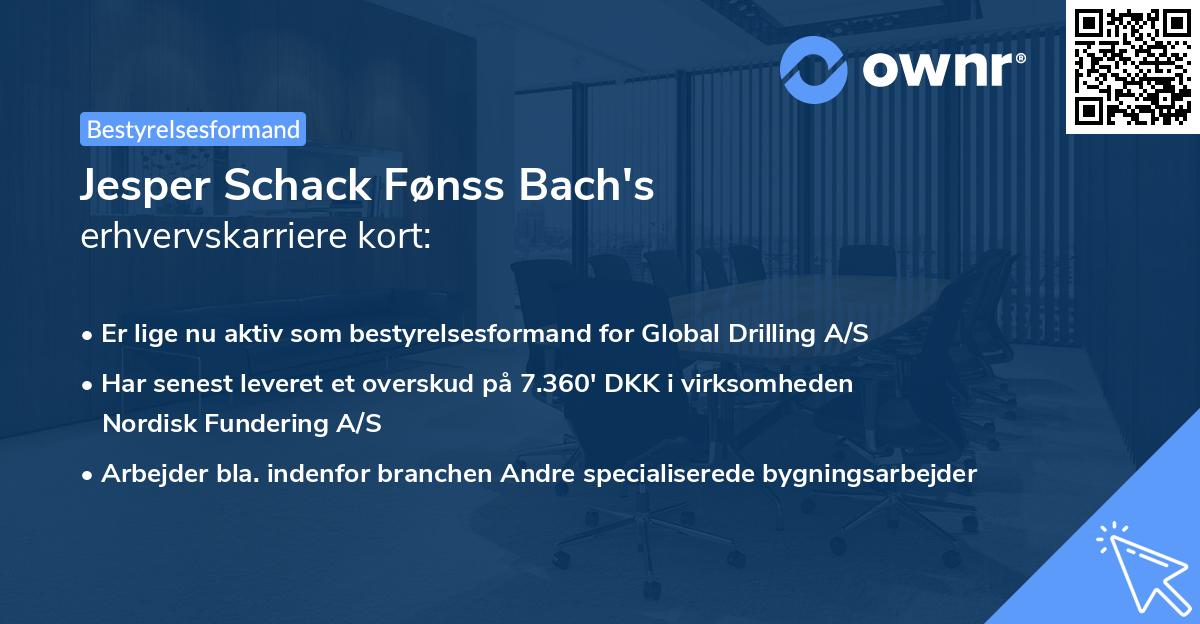 Jesper Schack Fønss Bach's erhvervskarriere kort