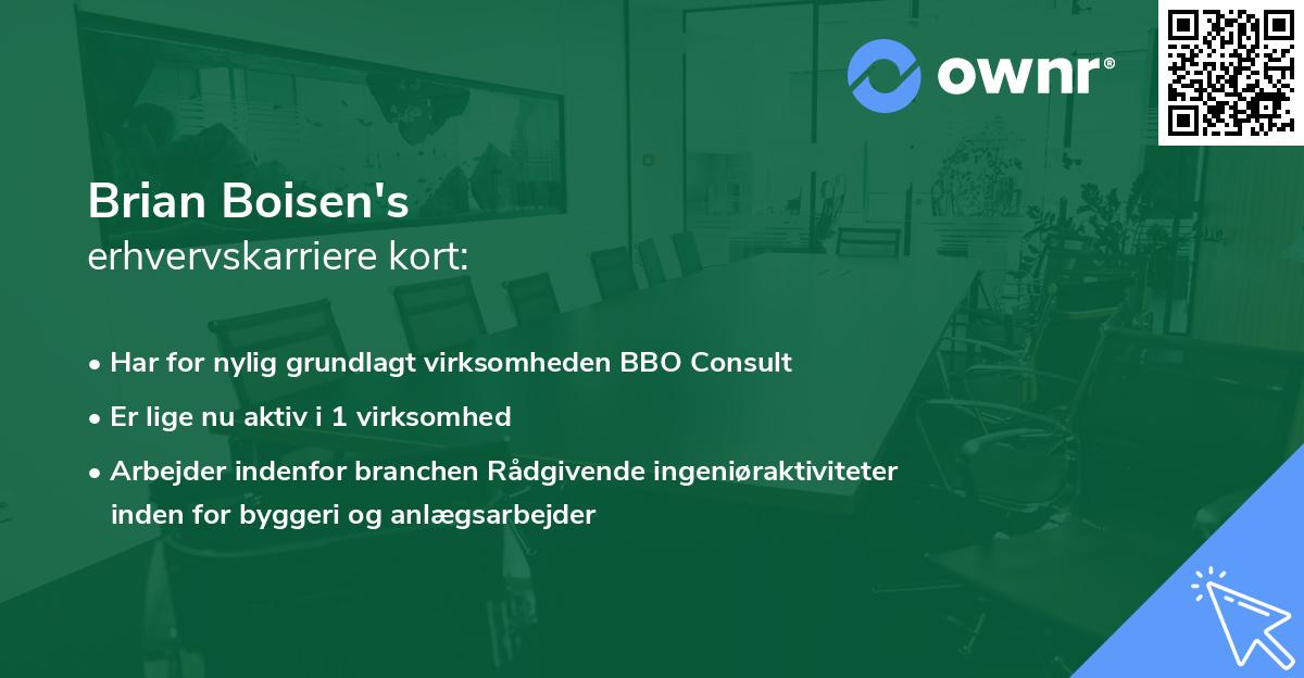 Brian Boisen's erhvervskarriere kort