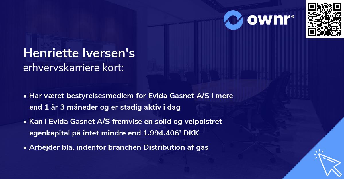 Henriette Iversen's erhvervskarriere kort