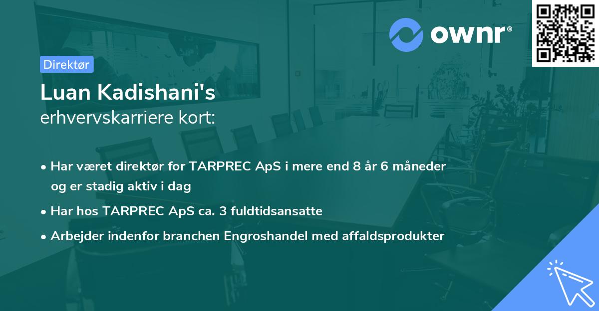 Luan Kadishani's erhvervskarriere kort