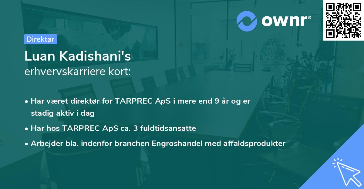 Luan Kadishani's erhvervskarriere kort