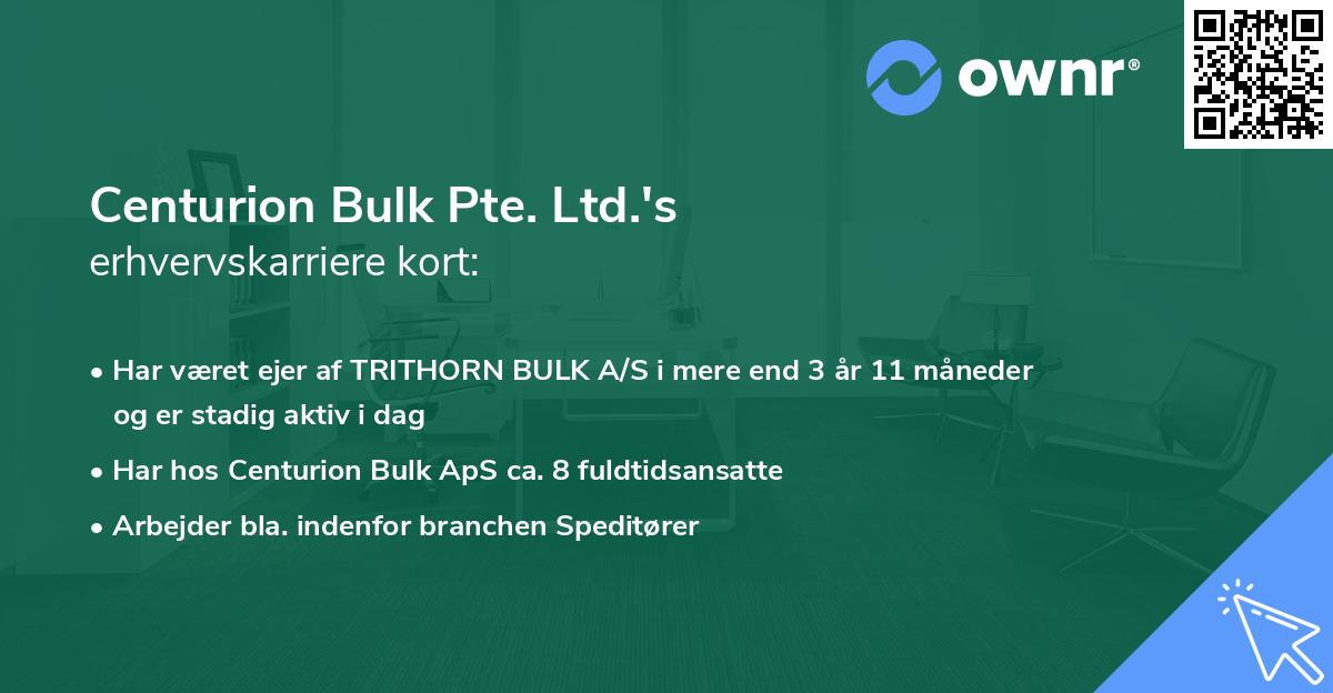 Centurion Bulk Pte. Ltd.'s erhvervskarriere kort