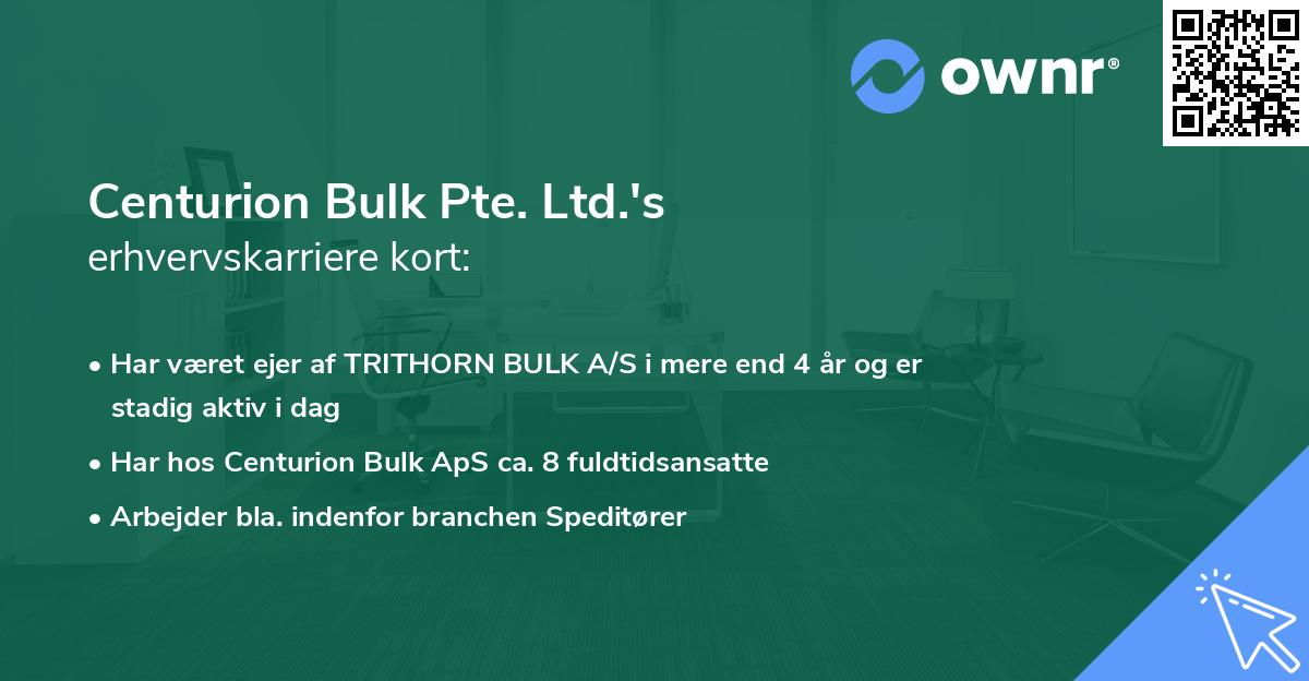 Centurion Bulk Pte. Ltd.'s erhvervskarriere kort